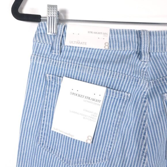 NWT Soft Surroundings Jeans BlueWhite Striped Straight Leg Denim Railroad Size 8 - Picture 11 of 14